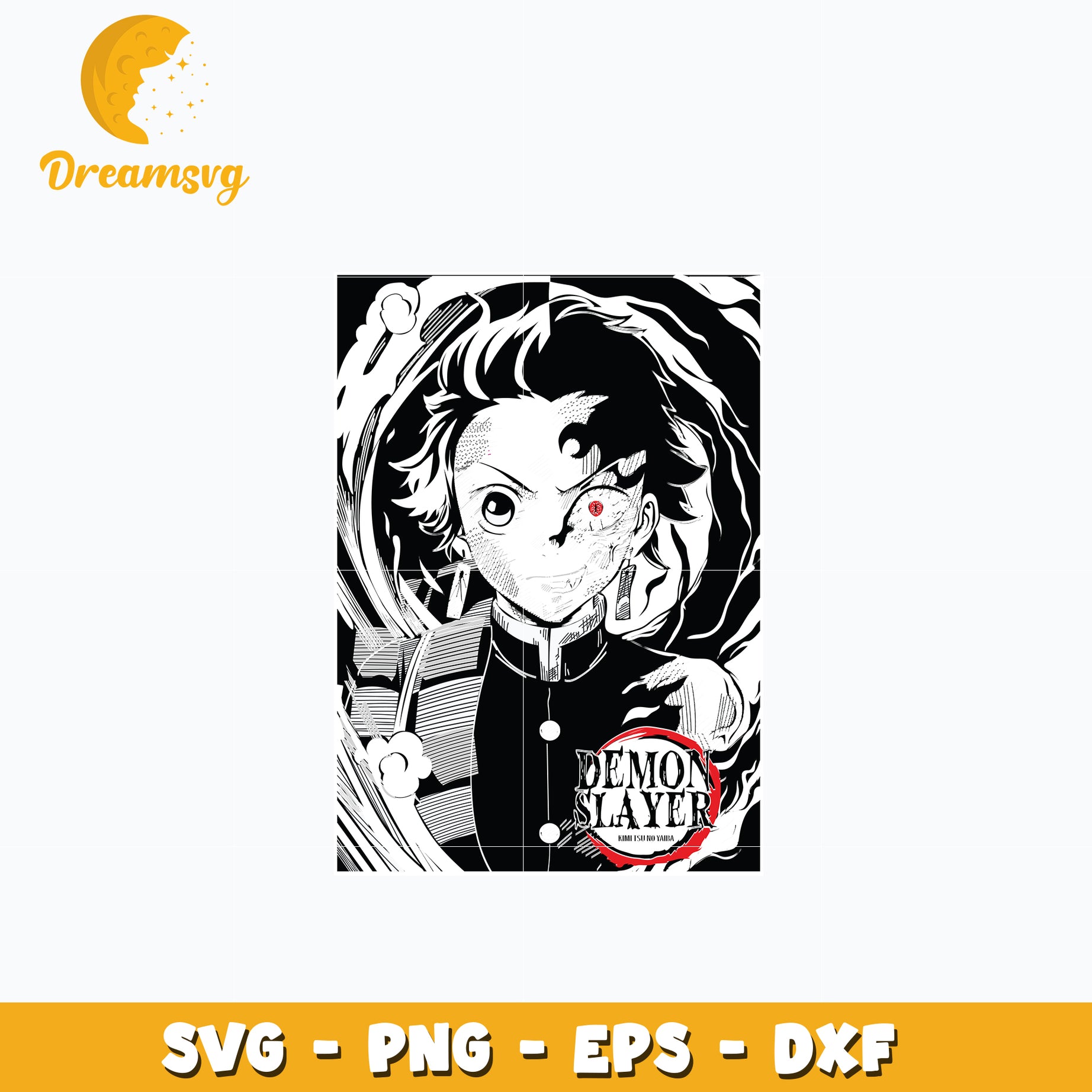 Tanjiro half demon form design svg, anime svg, Kimetsu no Yaiba svg