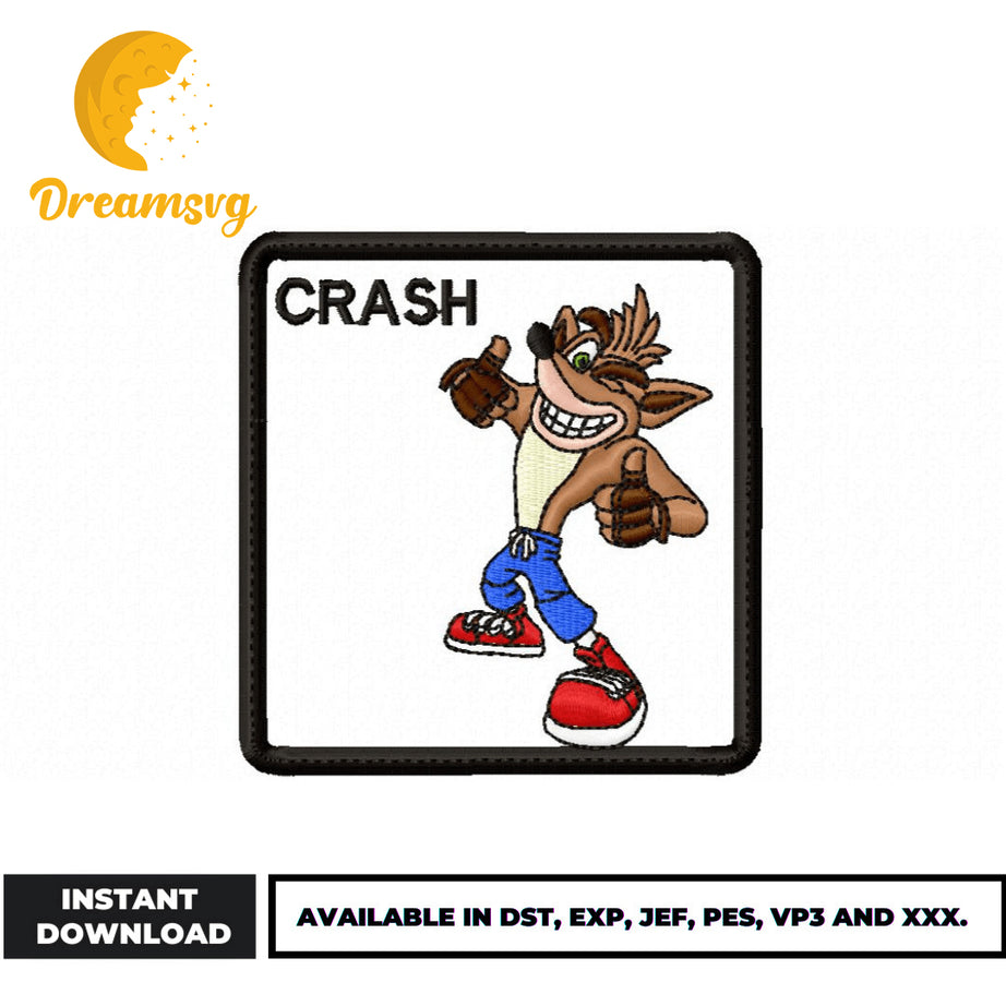 Crash bandicoot embroidery design, cartoon embroidery