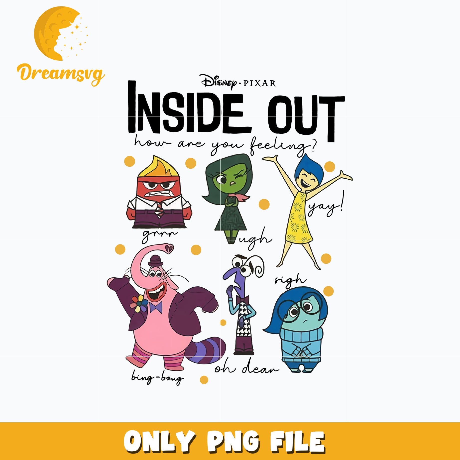 Disney pixar inside out png, digital download