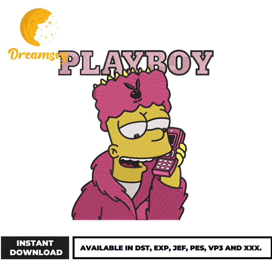 Playboy Simpson embroidery design