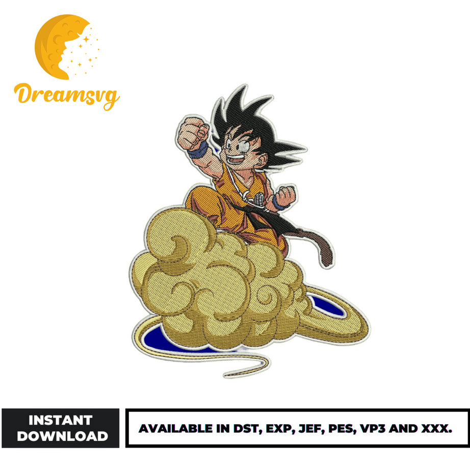 Goku Child on Cloud embroidery design