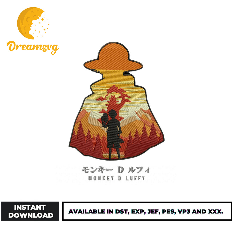 Luffy Panoramic embroidery design