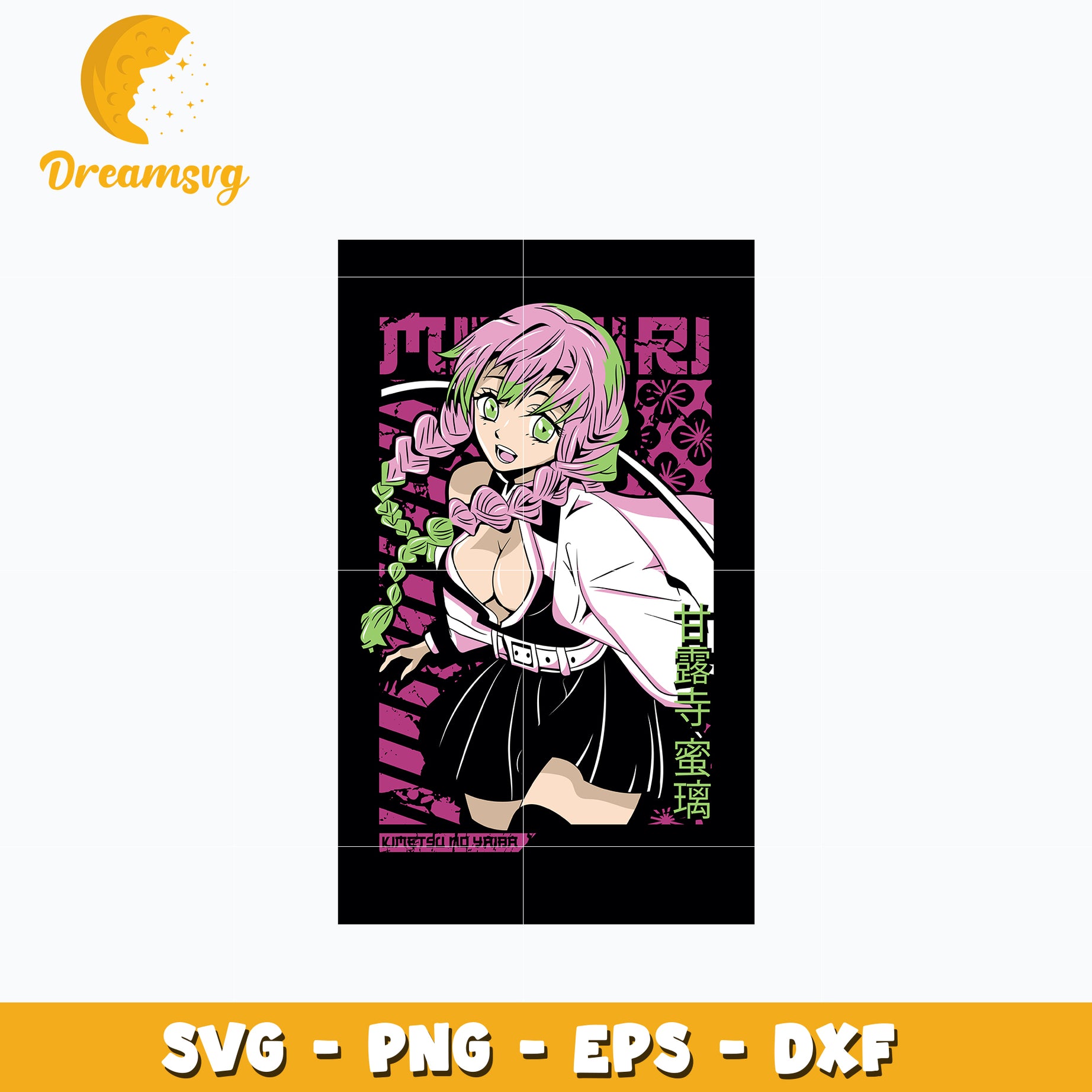 Mitsuri Kanroji design svg, anime svg, Kimetsu no Yaiba svg