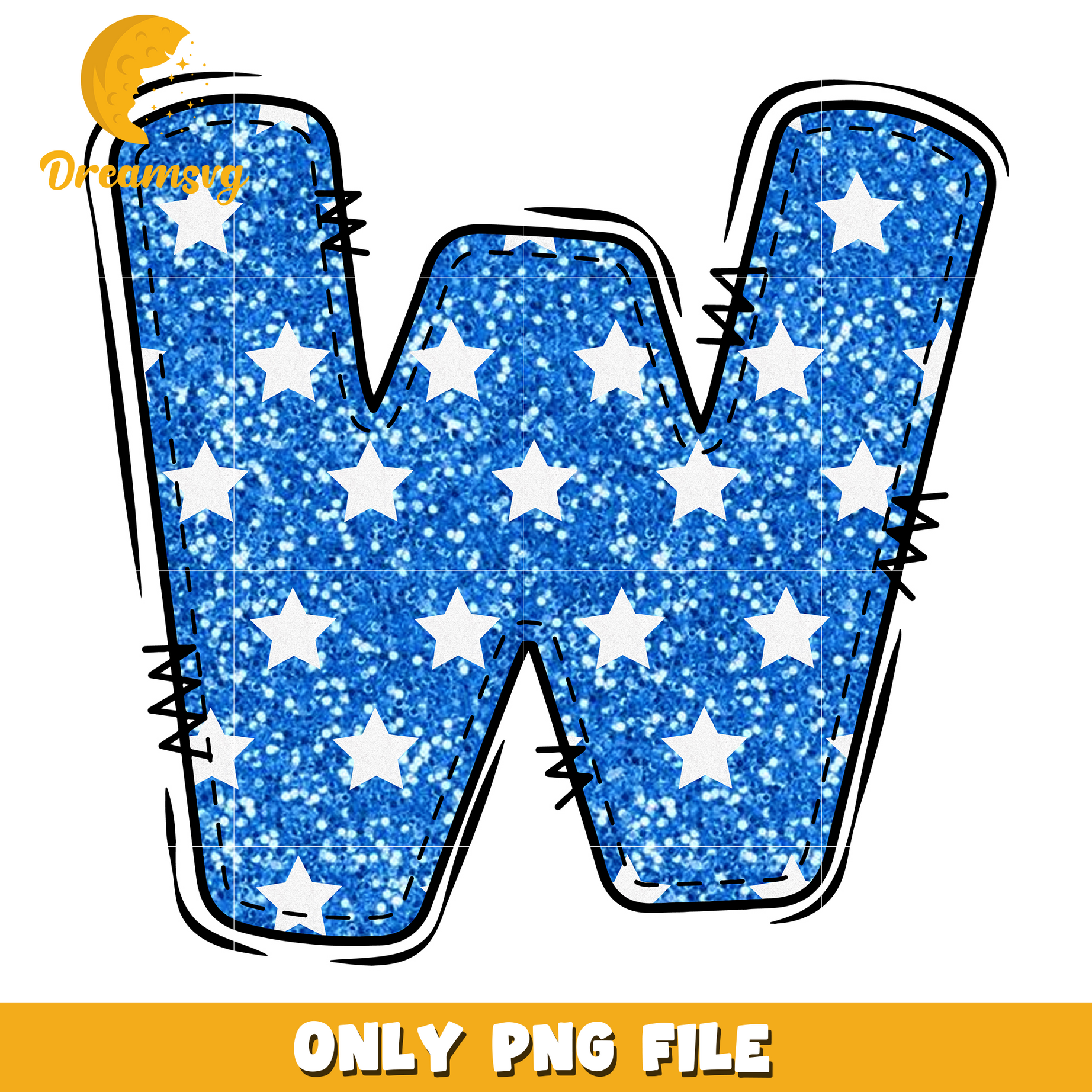 Letter W 4th of july png design