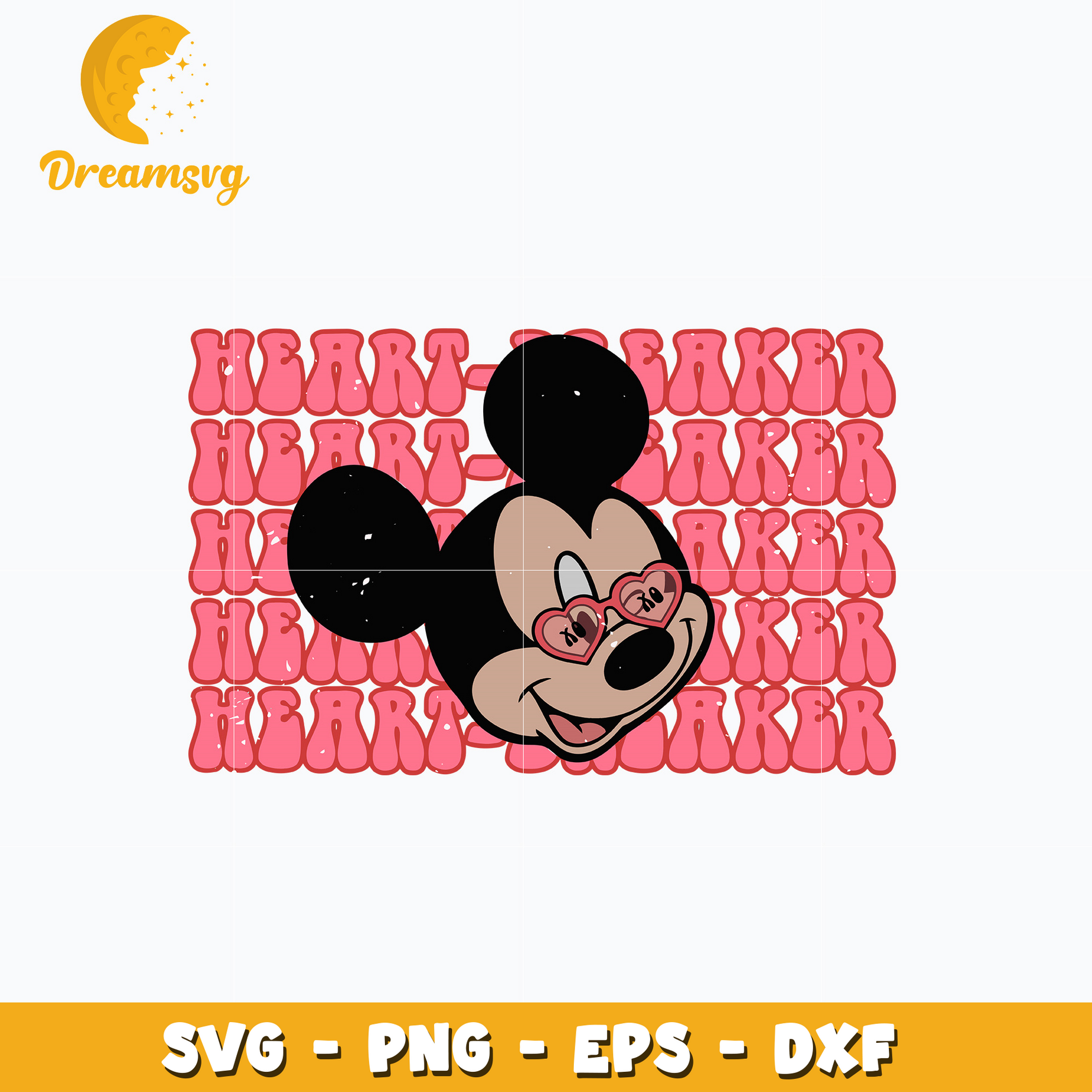 Mickey mouse heart valentine day Svg