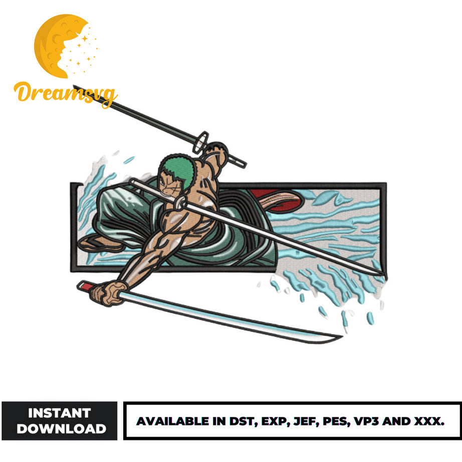 Roronoa Zoro Rectangle embroidery design