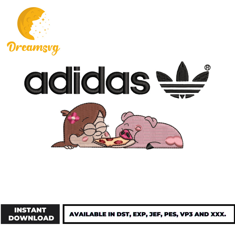 Mabel pines and pig embroidery design, logo adidas embroidery