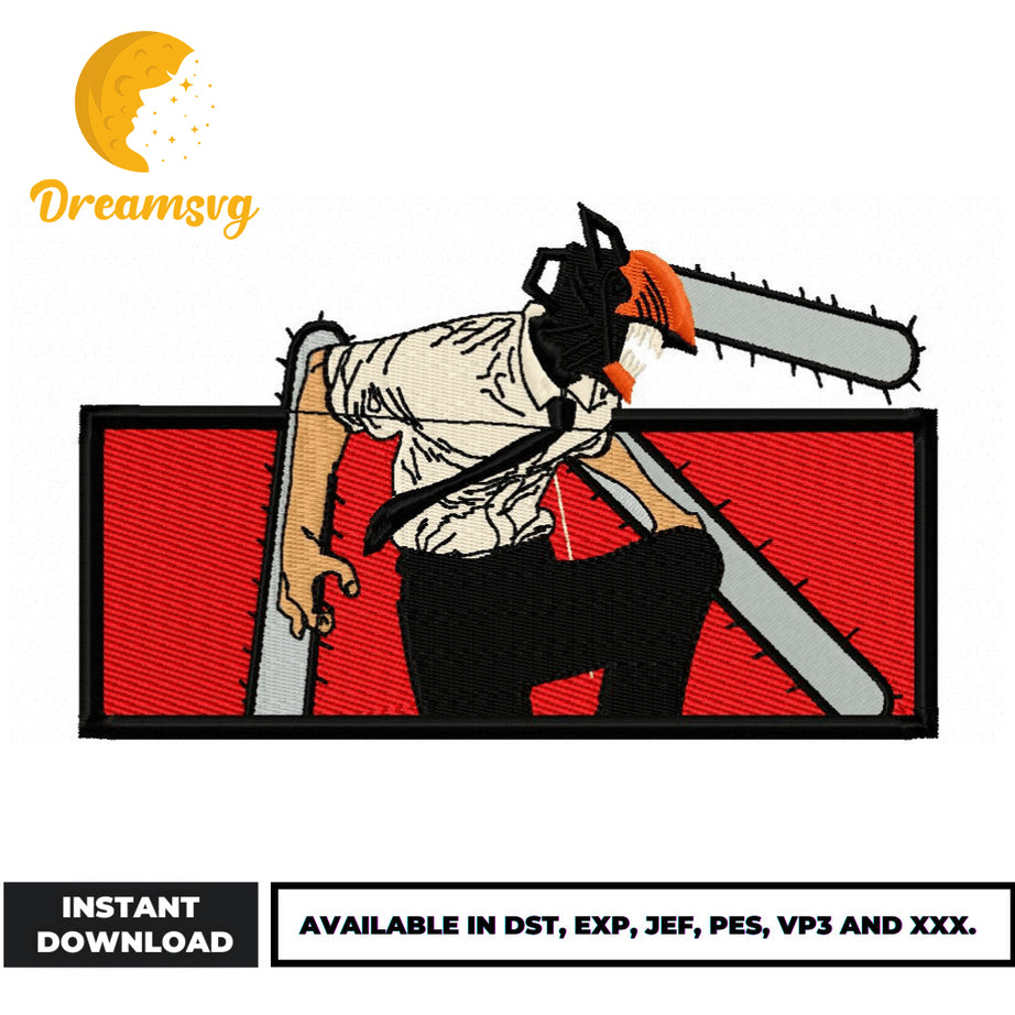 Denji embroidery design, Chainsaw Man embroidery