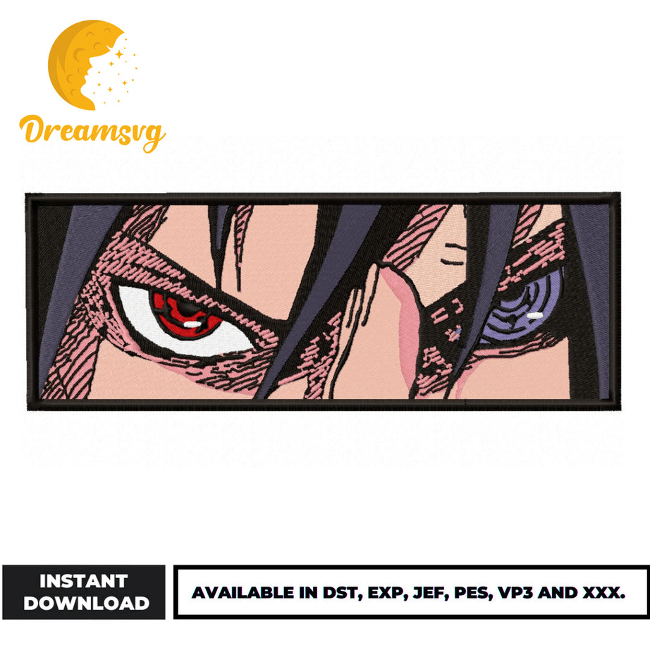 Sasuke Eyes embroidery design, Naruto embroidery