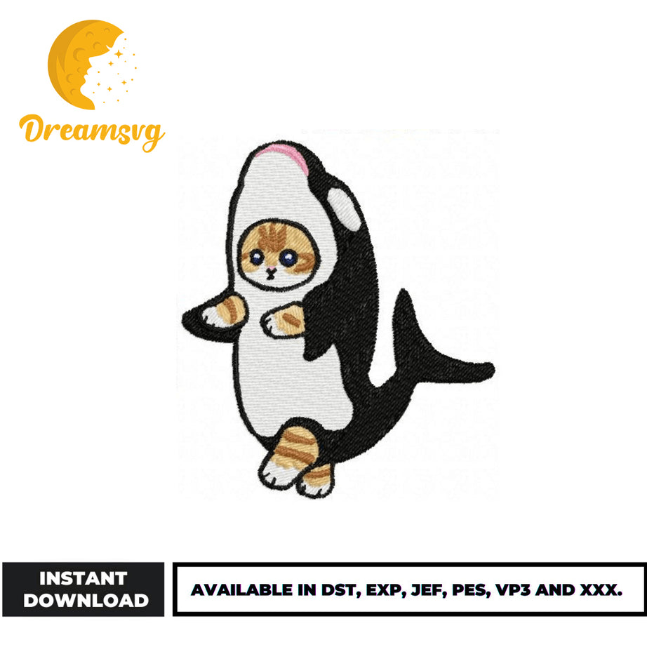 Mofu Sand Orca Whale embroidery design