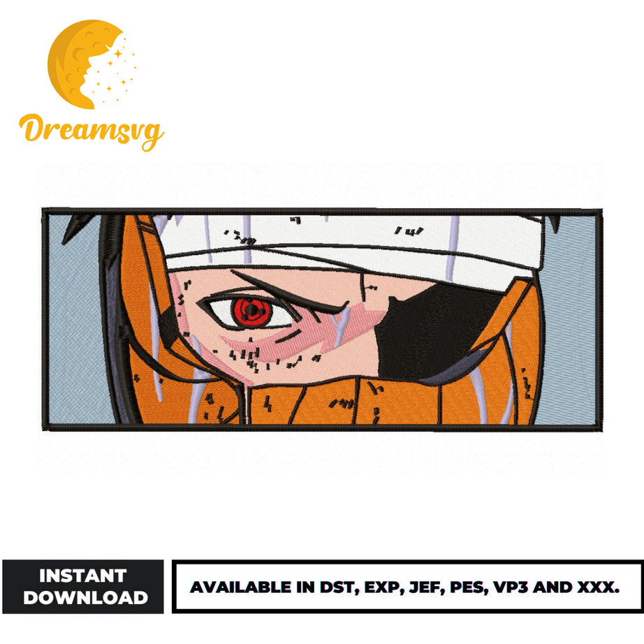 Obito hurt embroidery design, Naruto embroidery