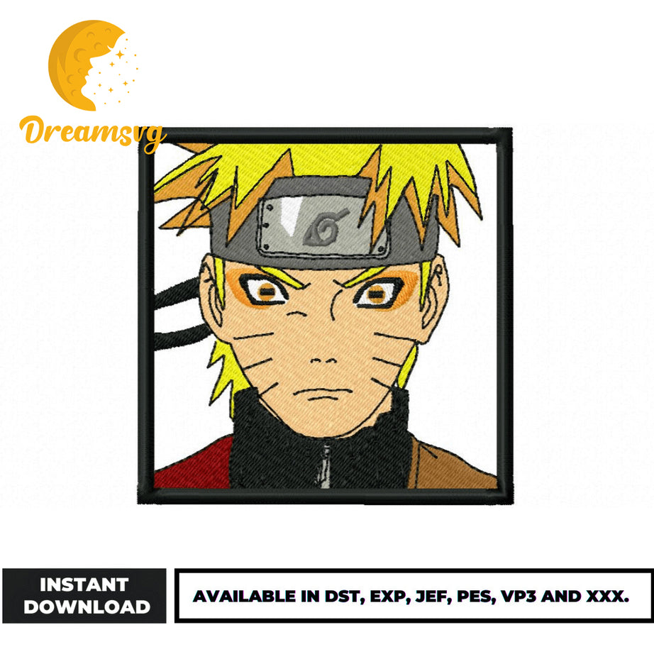 Naruto face embroidery design, Naruto embroidery