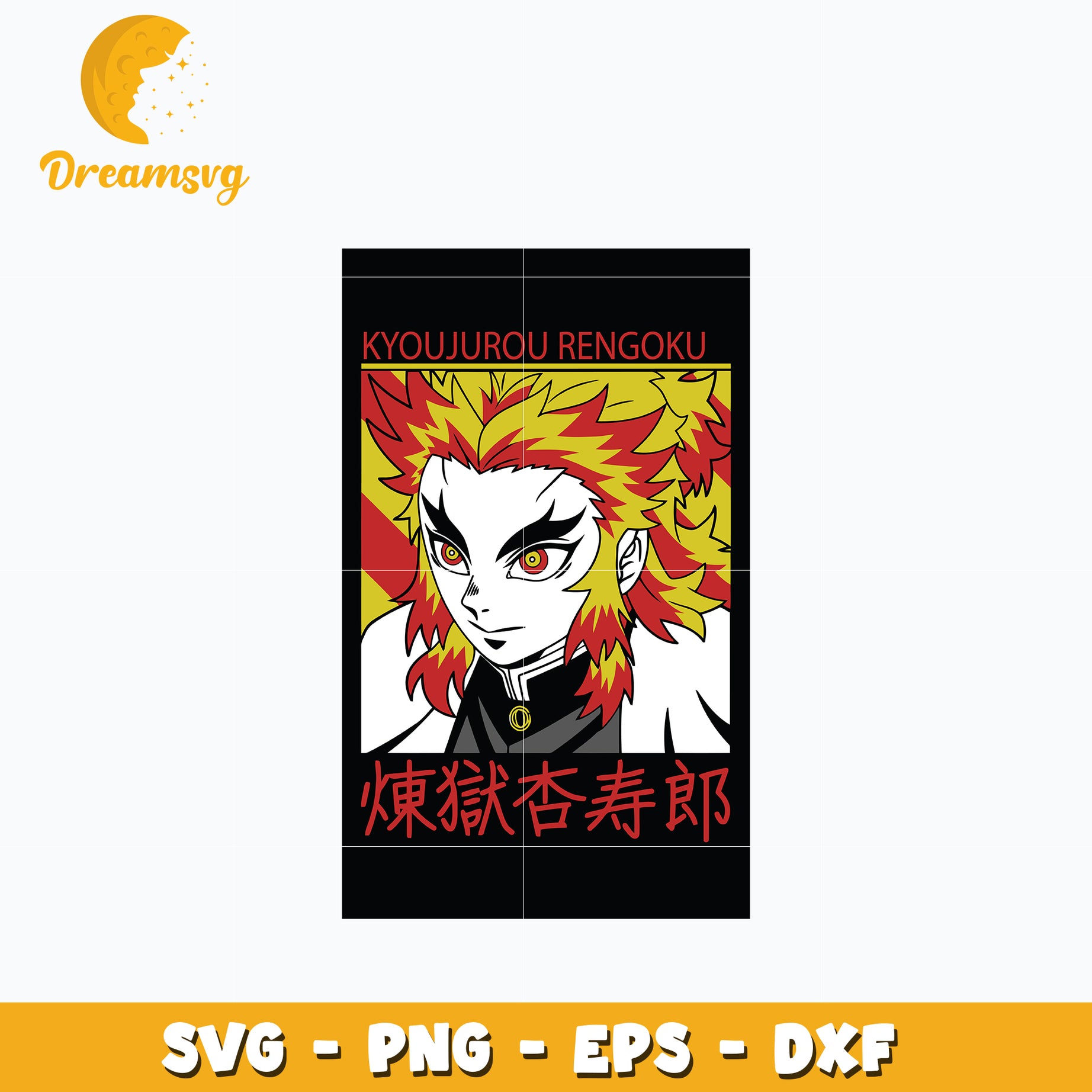 Kyojuro Rengoku design svg, anime svg, Kimetsu no Yaiba svg