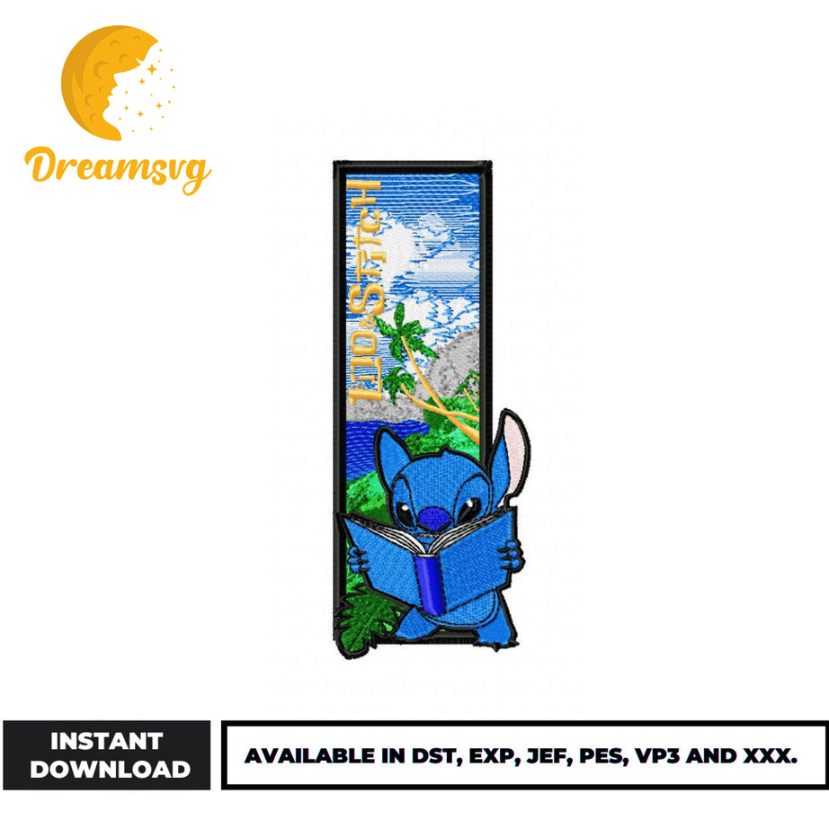 Stitch reading a book embroidery design – DreamSVG Store