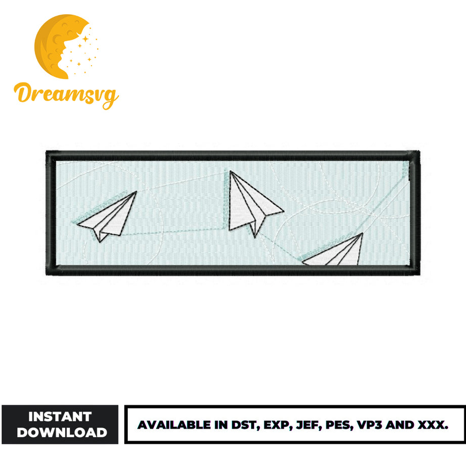 Paper plane embroidery design