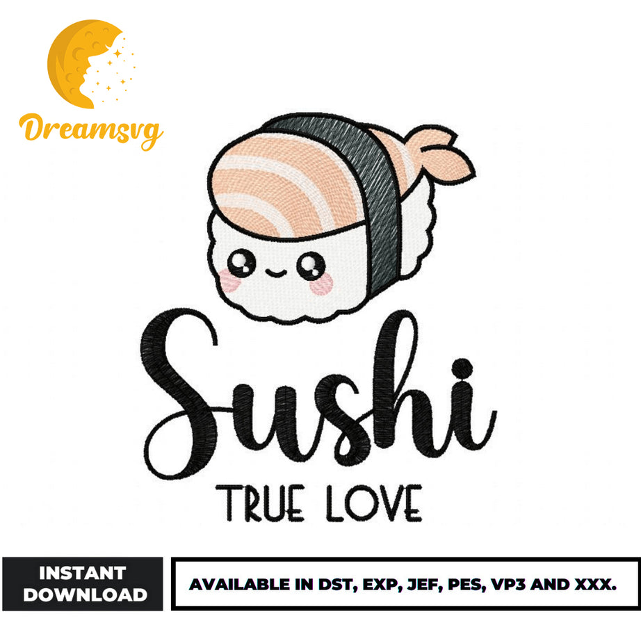 Sushi true love embroidery design