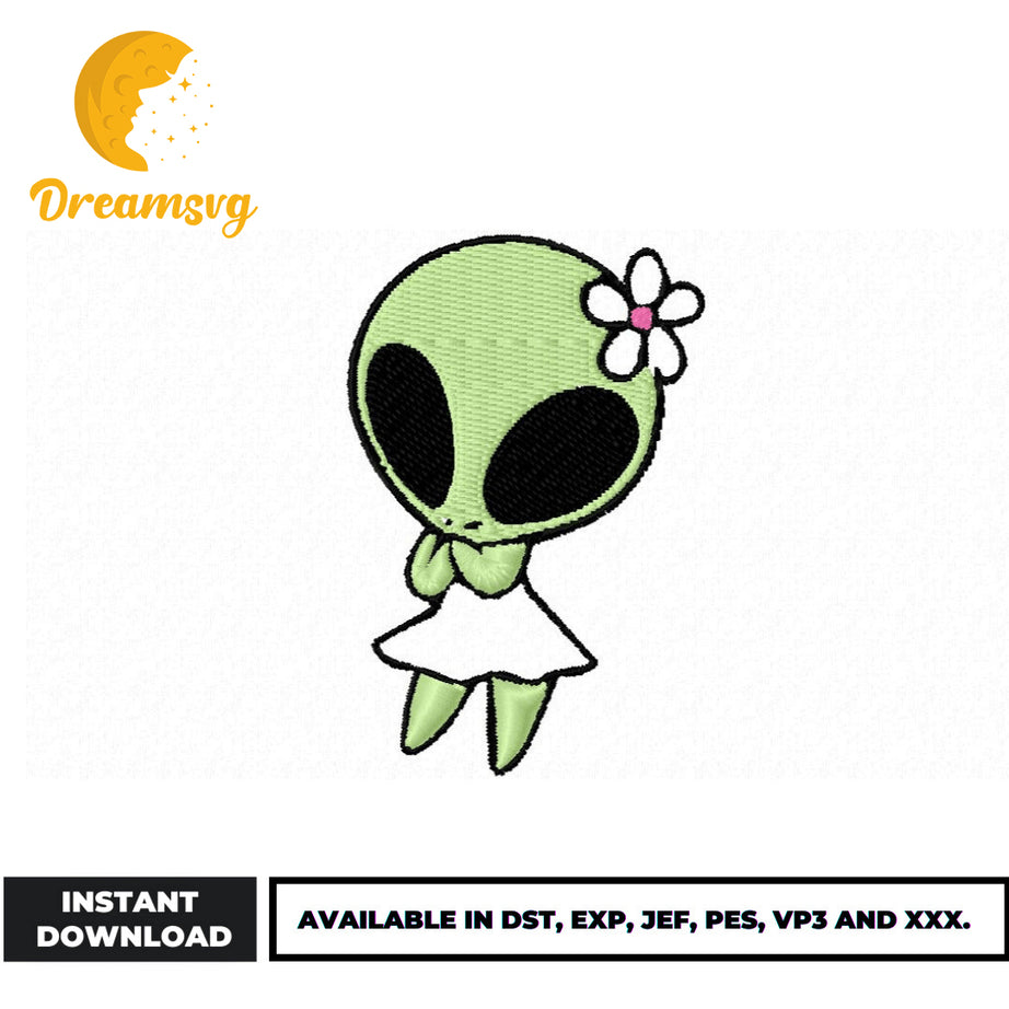 Flower Alien embroidery design