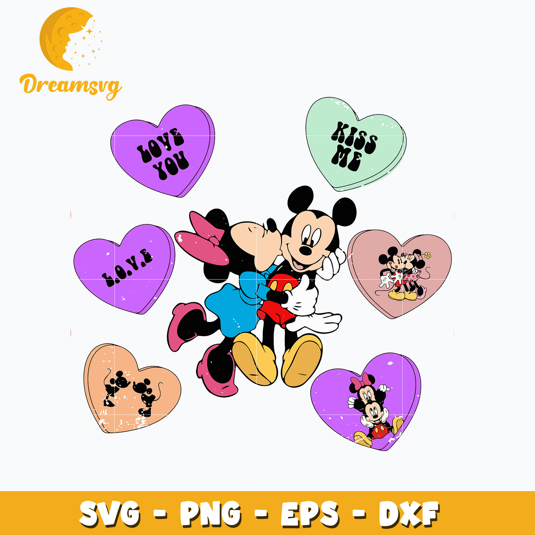 Mickey couple heart valentine day Svg