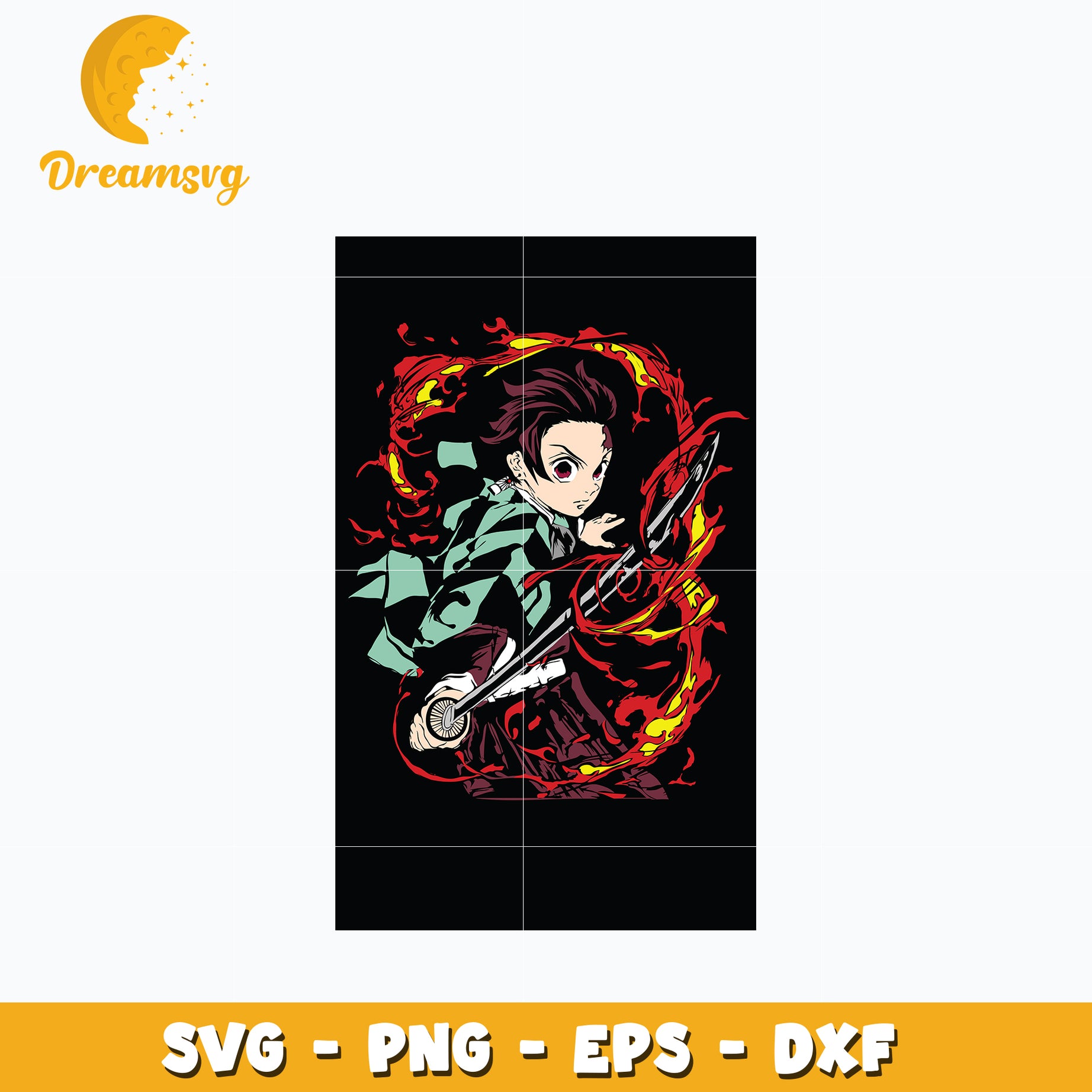 Tanjiro fire svg, anime svg, Kimetsu no Yaiba svg