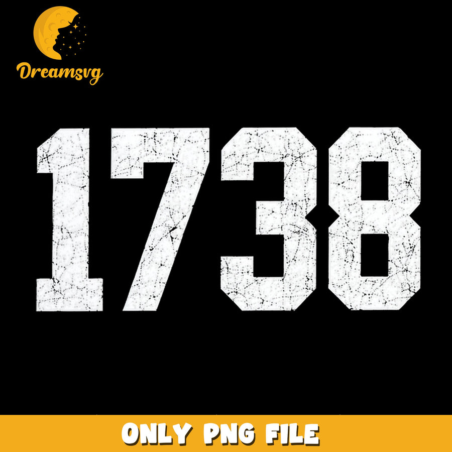 1738 Design PNG, Vintage Style, Number Art PNG