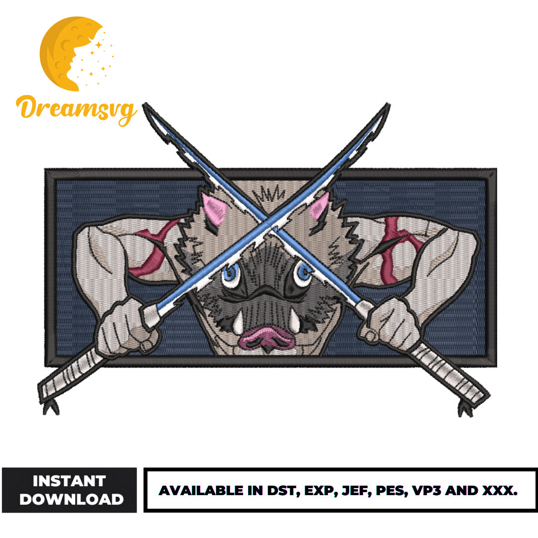 Inosuke embroidery design, Kimetsu no Yaiba embroidery – DreamSVG Store