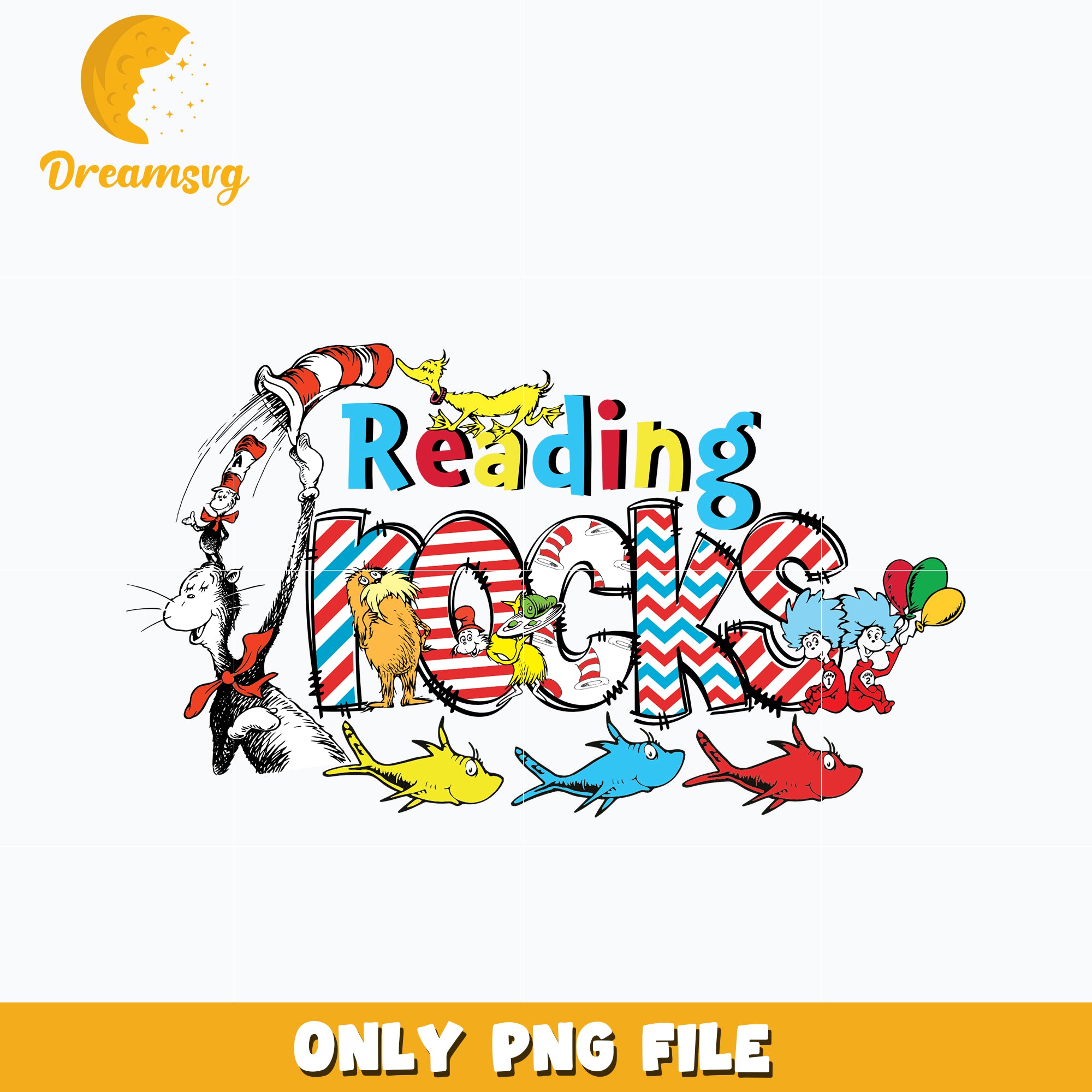 Reading Rocks Dr Seuss Png – DreamSVG Store