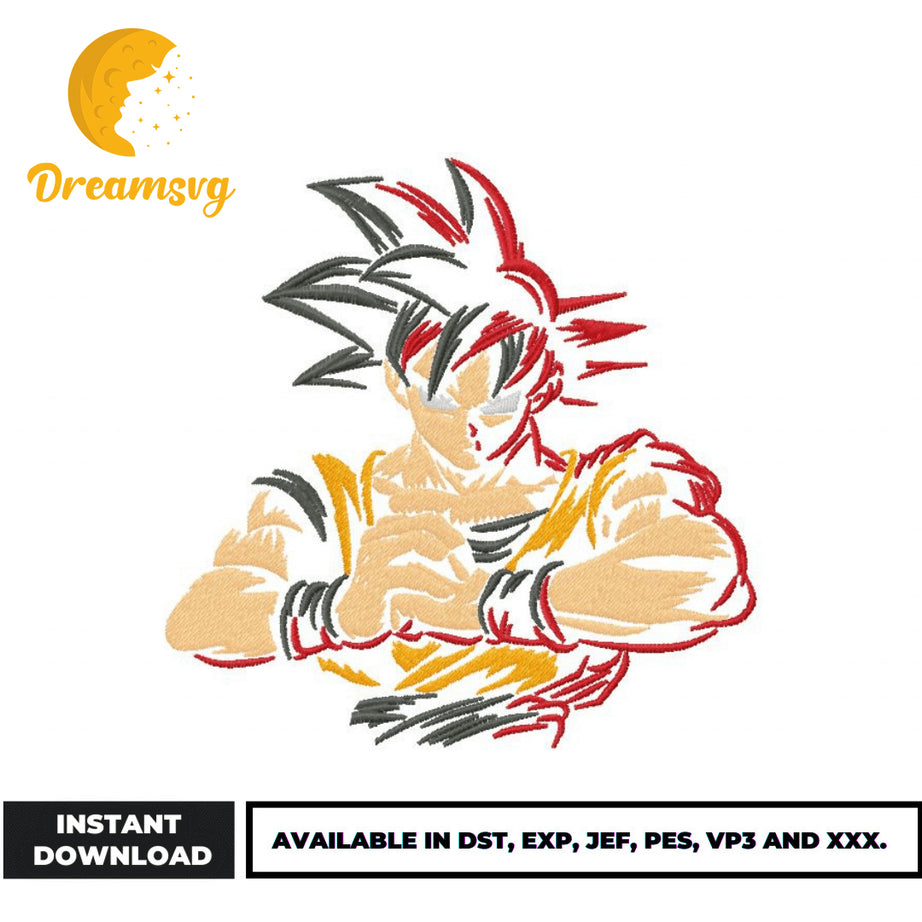 Goku embroidery design, anime embroidery