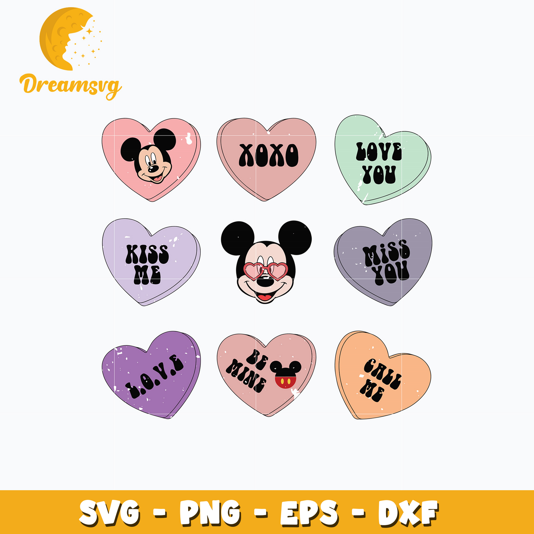 Mickey mouse kiss me valentine Svg