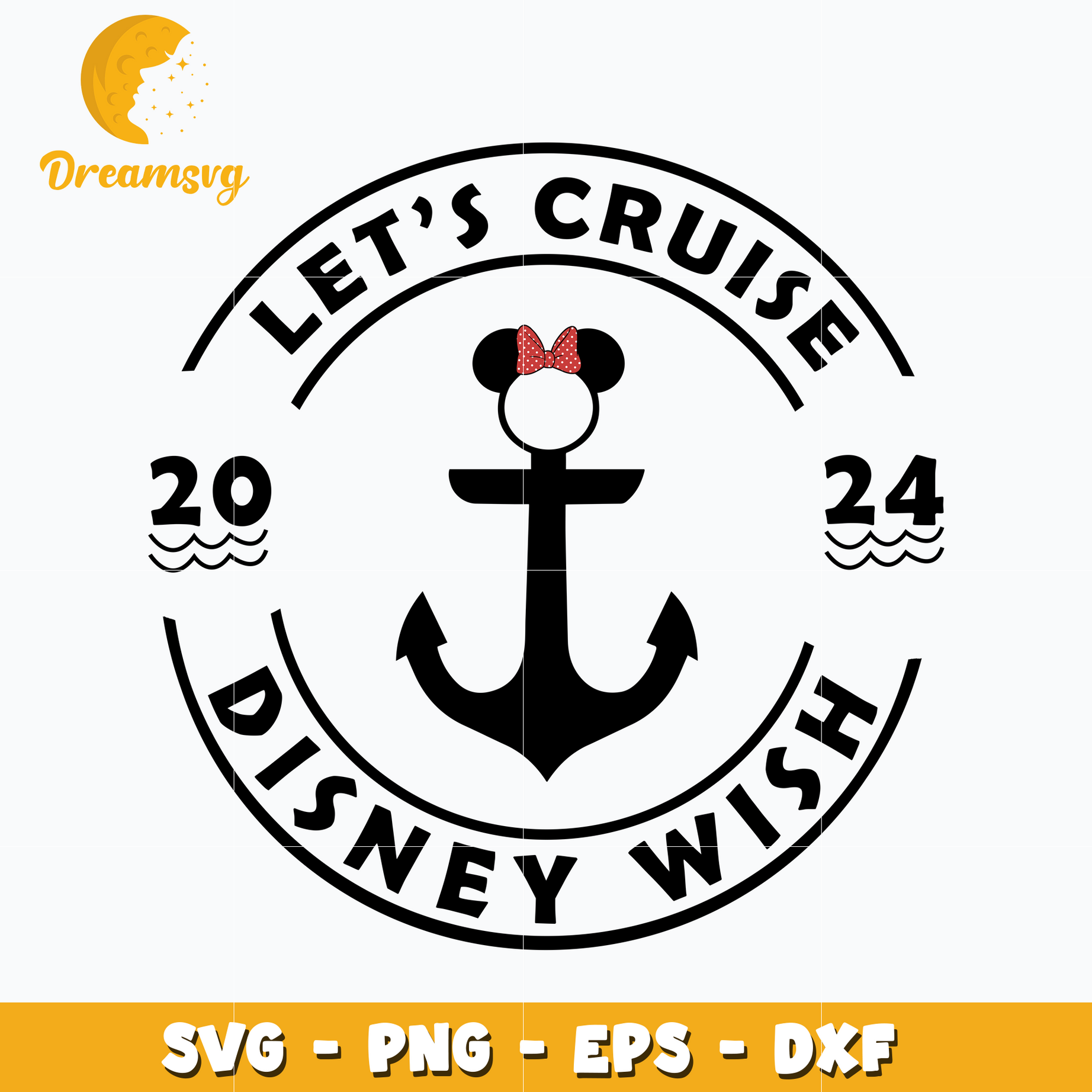 Minnie mouse head Let's cruise 2024 svg