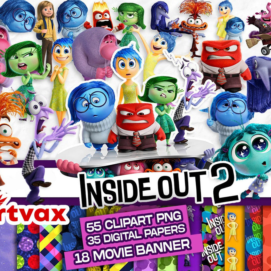 Inside Out 2 characters design png bundle, disney cartoon png, digital download