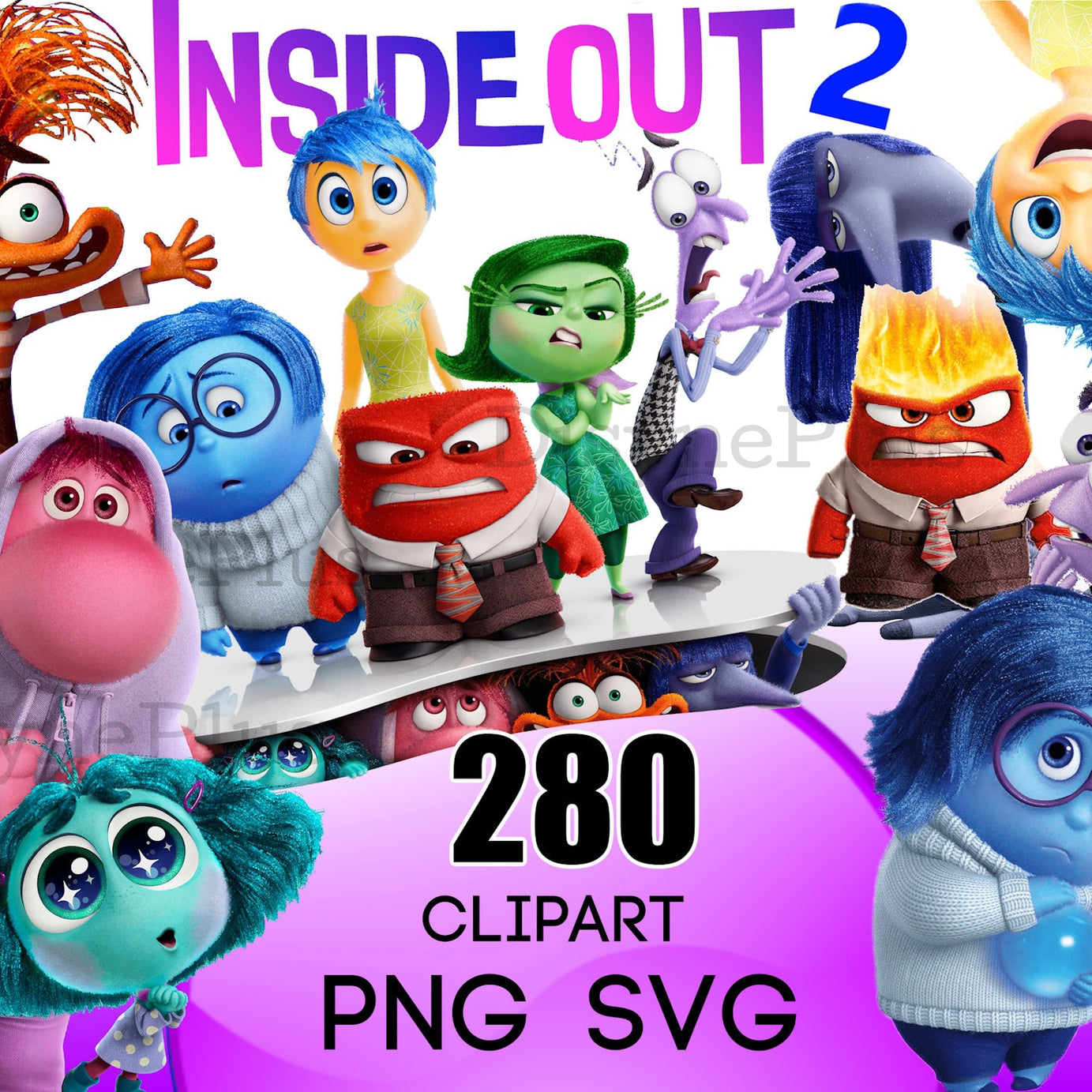 Inside Out 2 characters design png bundle, disney cartoon png, instant download