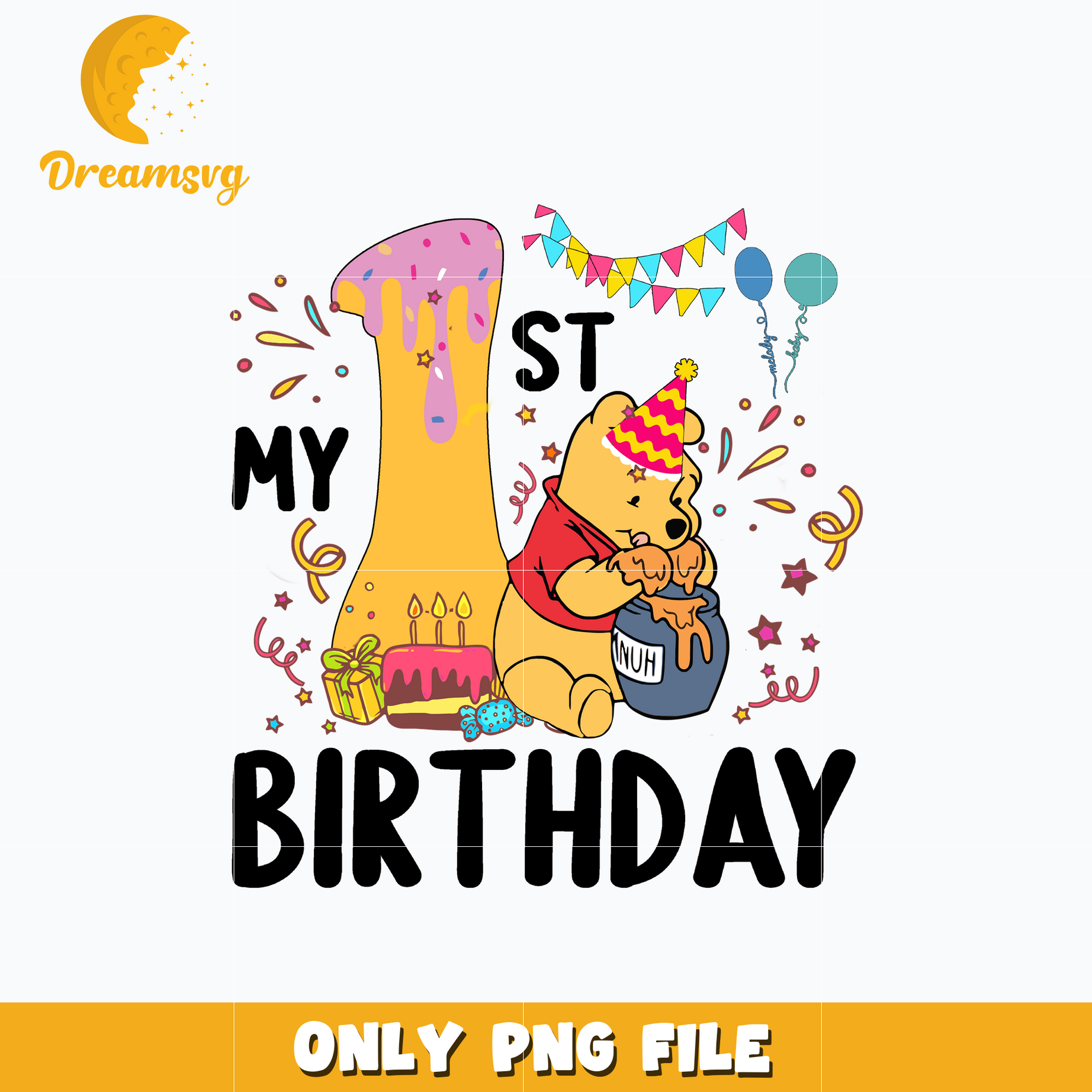 Winnie the pooh my 1st birthday png