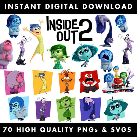 Characters Inside Out 2 png bundle, instant download