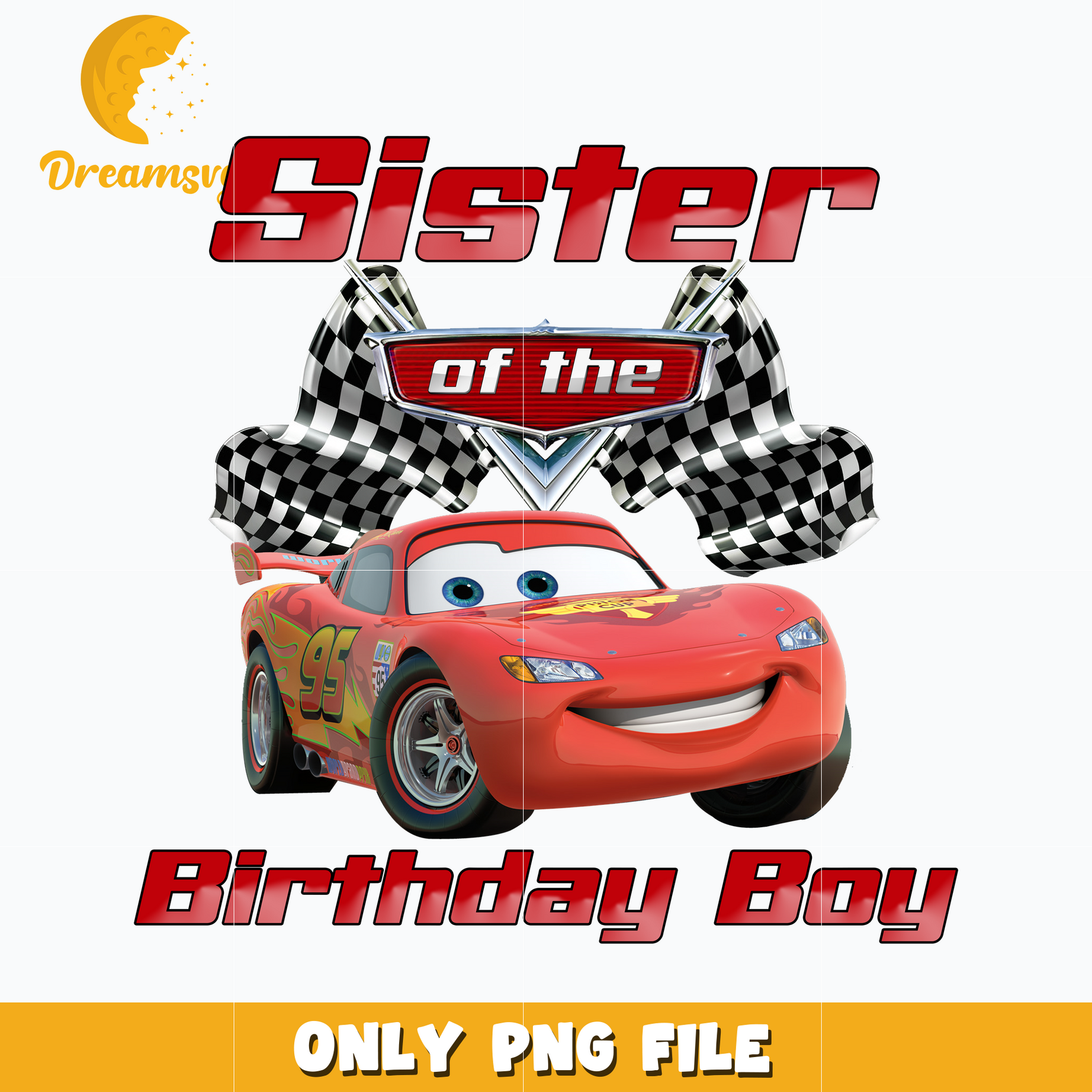 Mcqueen disney car sister of the birthday boy png