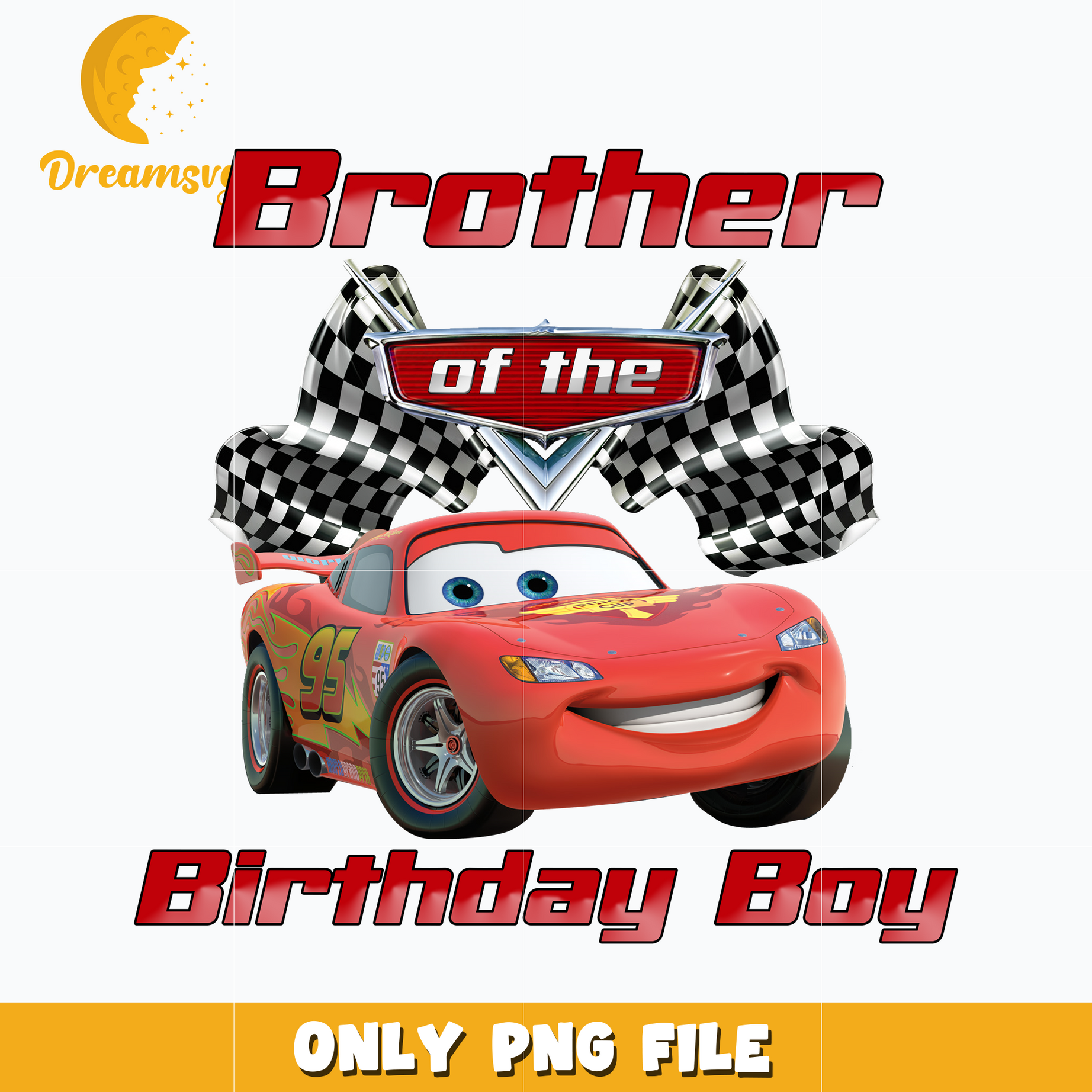 Mcqueen disney car brother of the birthday boy png