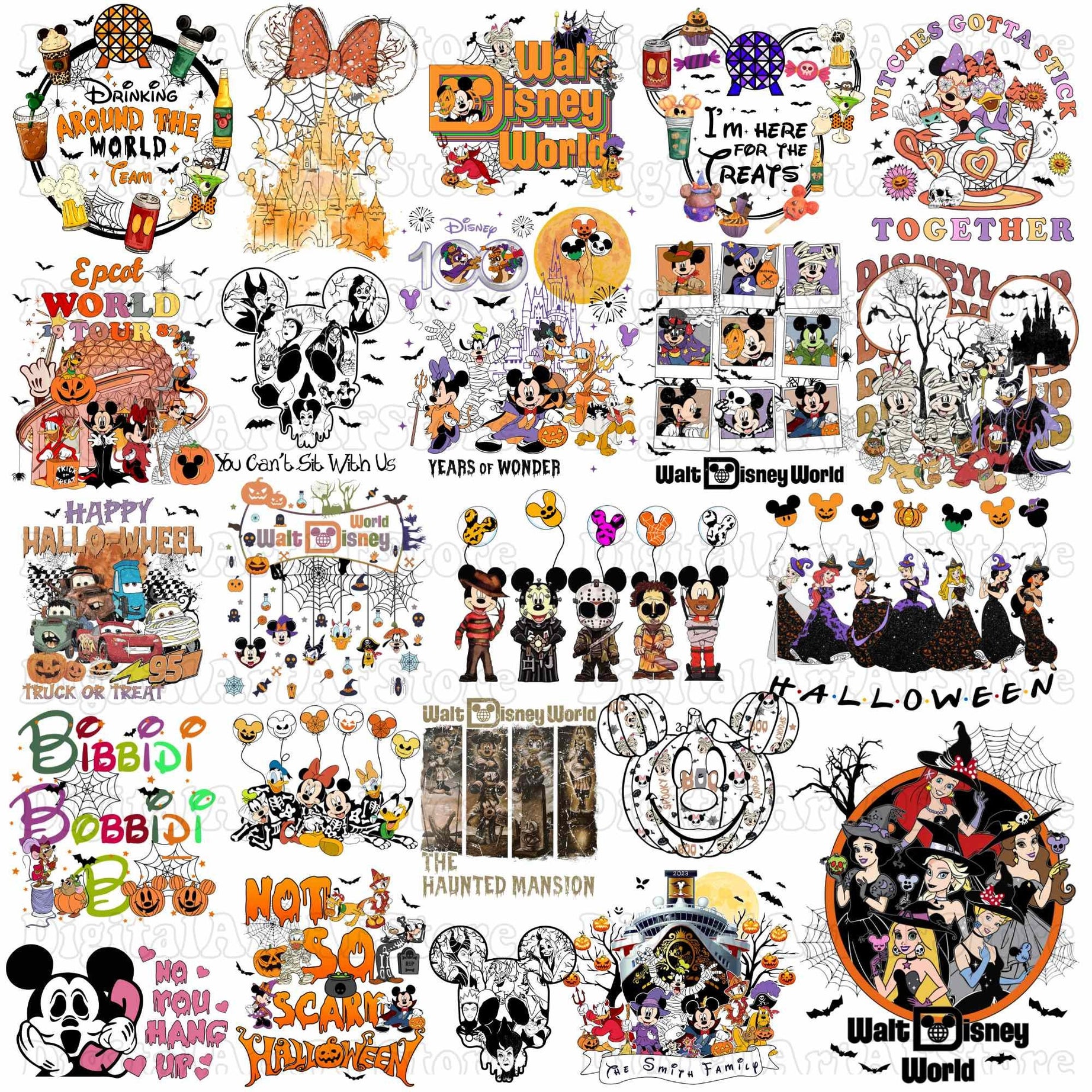 Mickey mouse friends halloween design png bundle