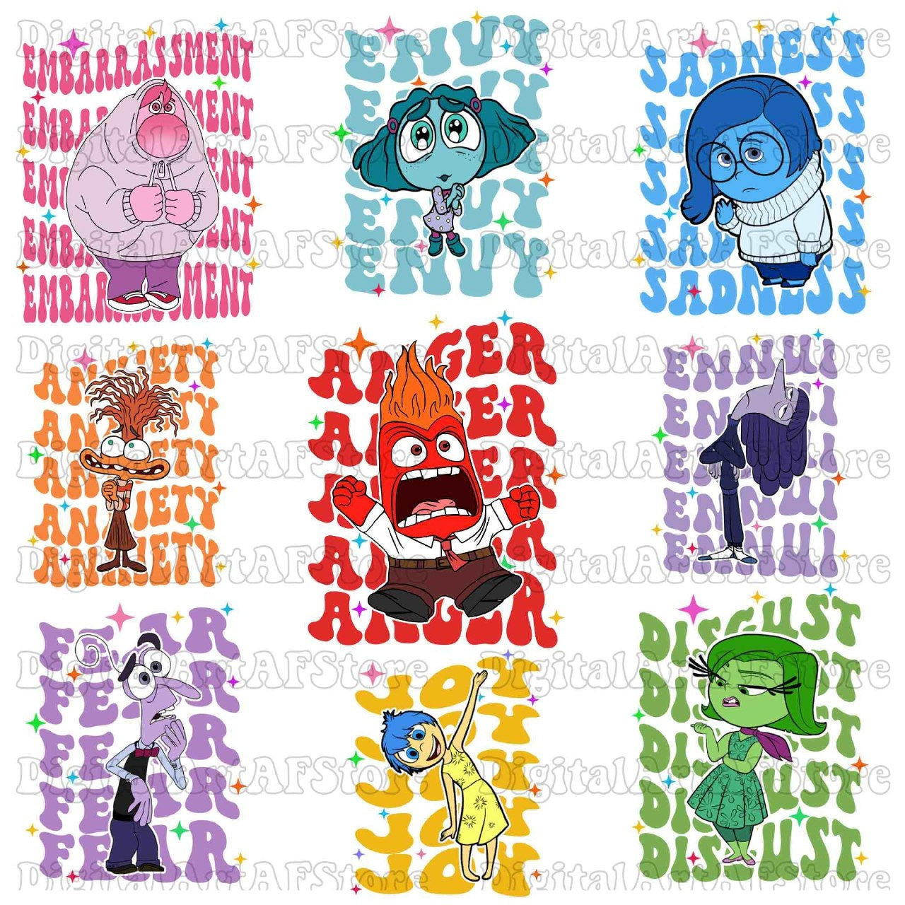 Inside Out 2 Character Png bundle, digital download