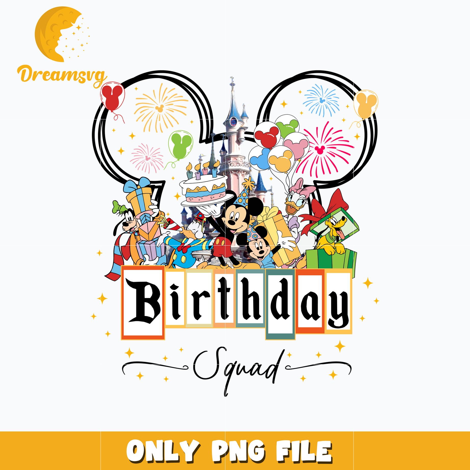 Mickey head castle birthday squad png