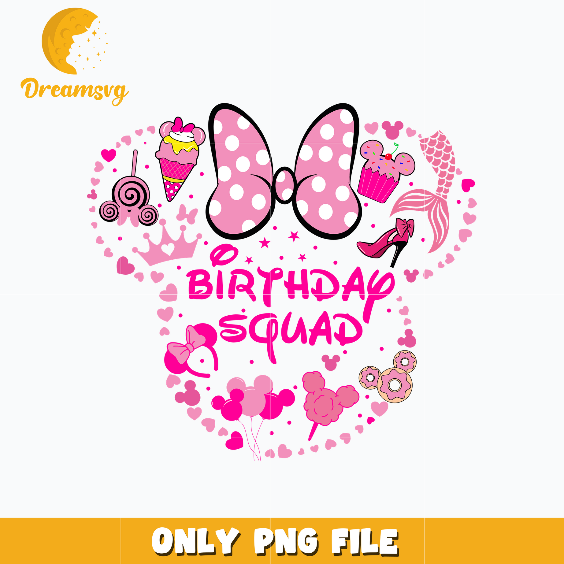 Minnie mouse disney pink birthday squad png