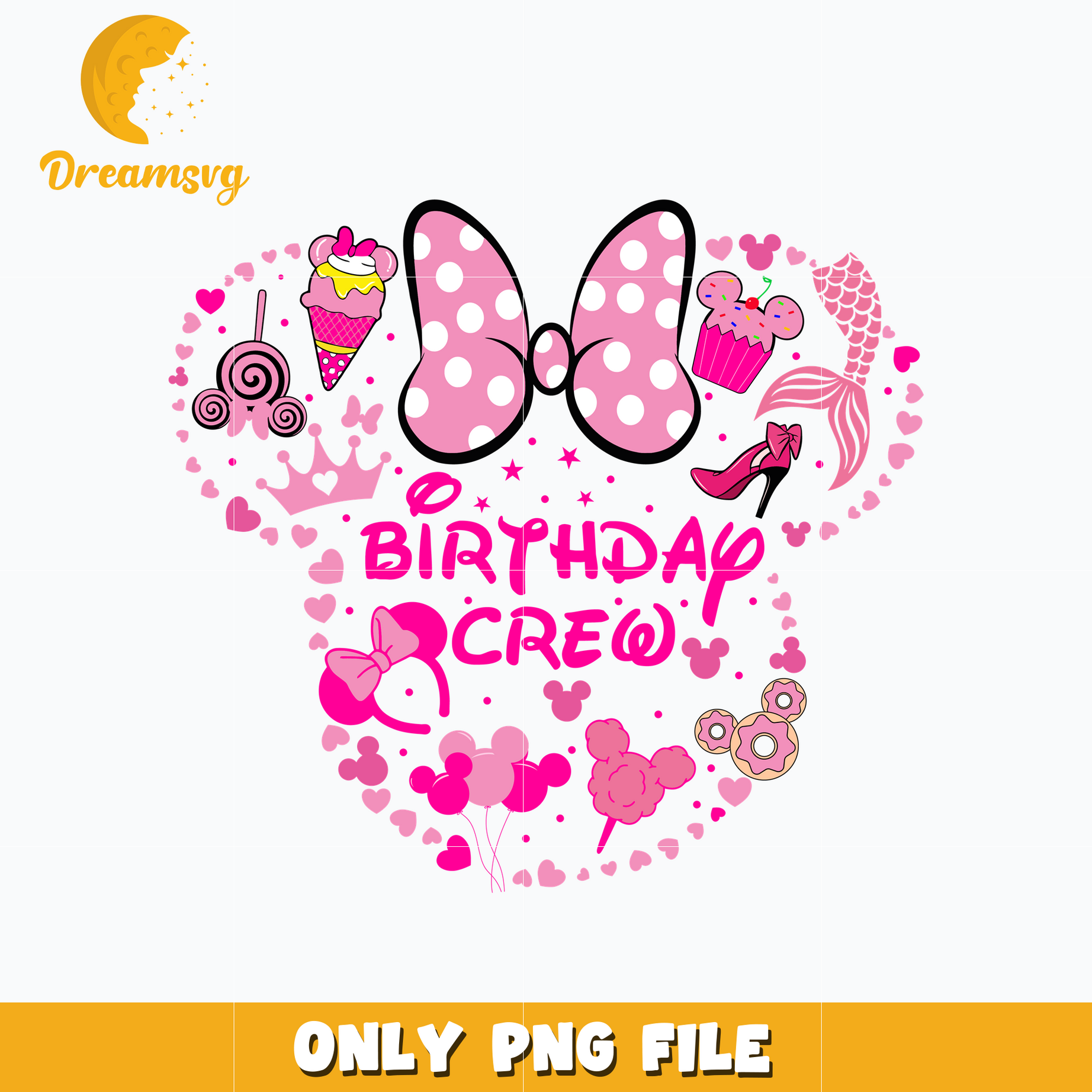 Minnie mouse disney pink birthday crew png