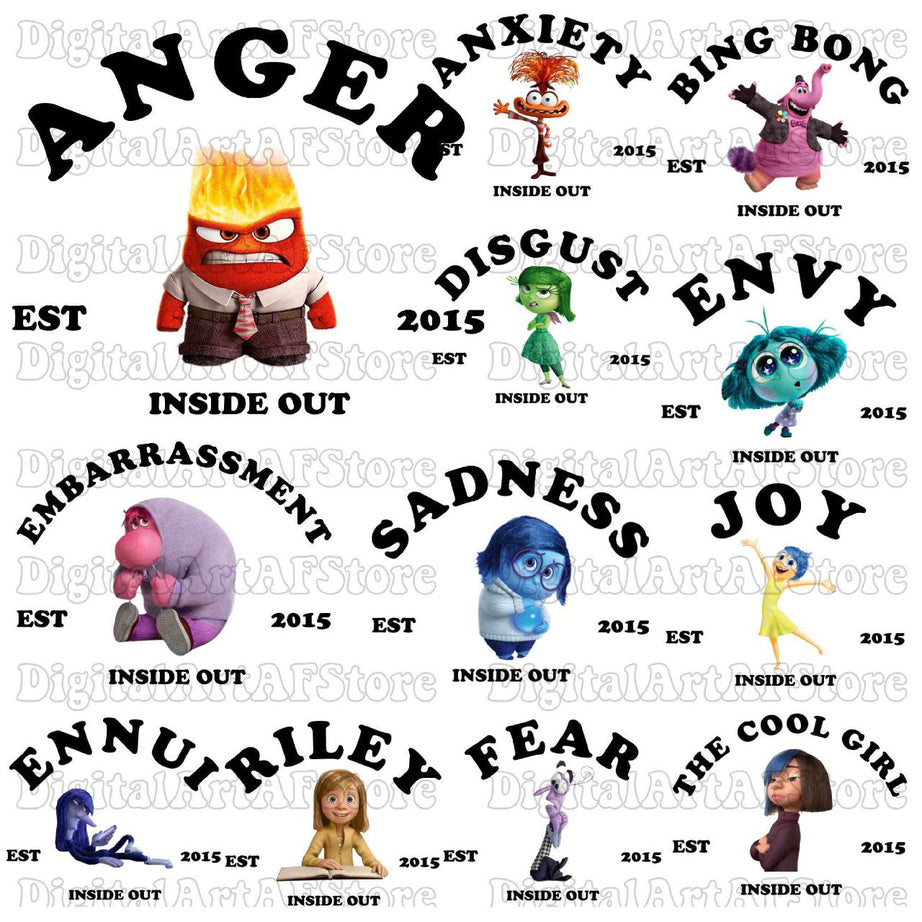 Inside out characters est 2015 Png bundle