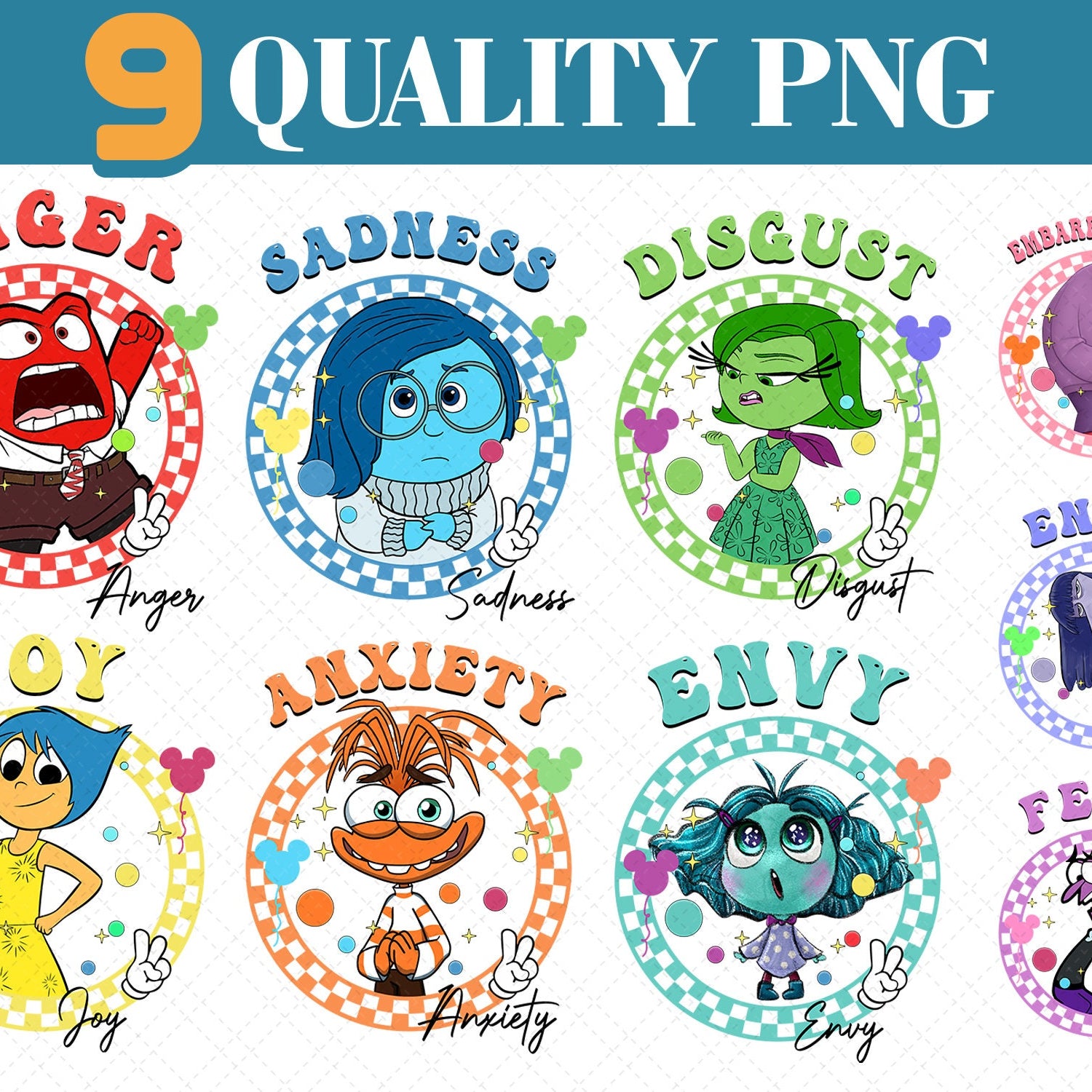 Inside out characters Png bundle, cartoon png, instant digital download