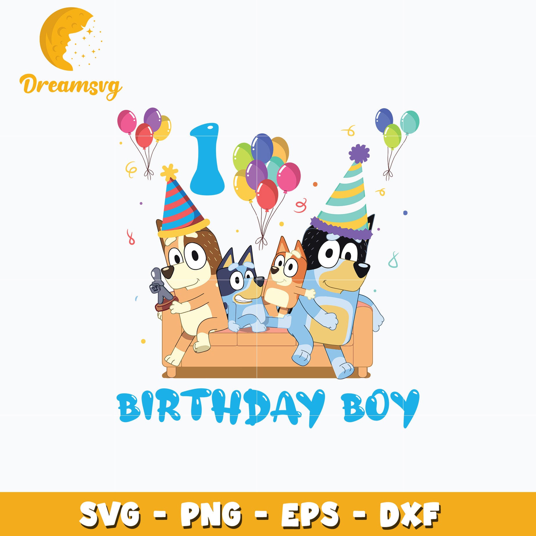 Bluey family birthday boy cartoon svg