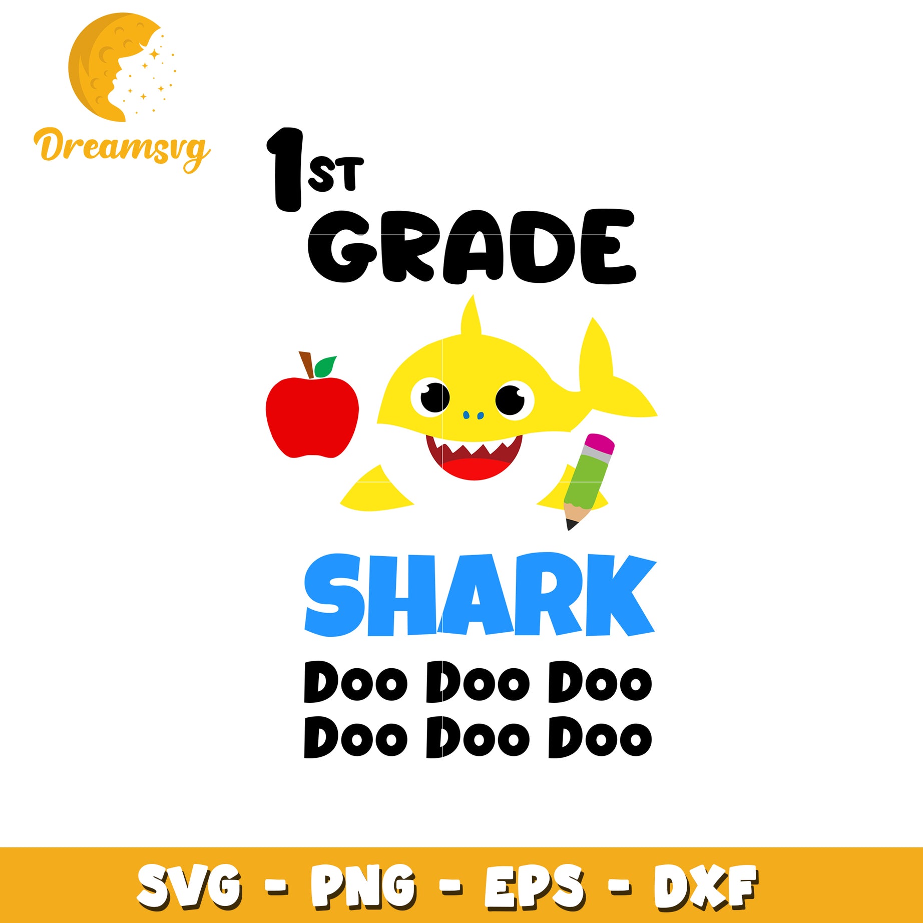 1st Grade Shark SVG Cut File