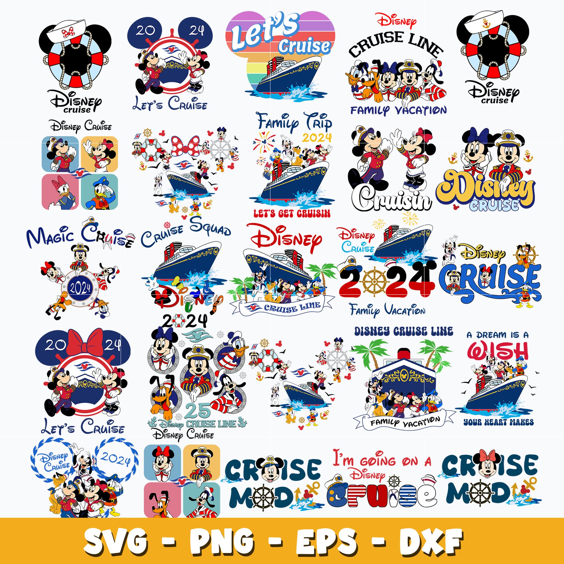 Disney mickey friends cuise bundle svg, Disney svg, Digital download