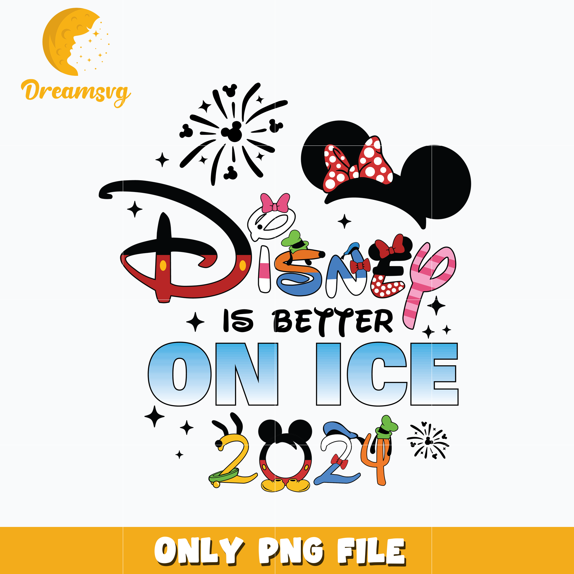 Disney is better on ice 2024 png, minnie head png