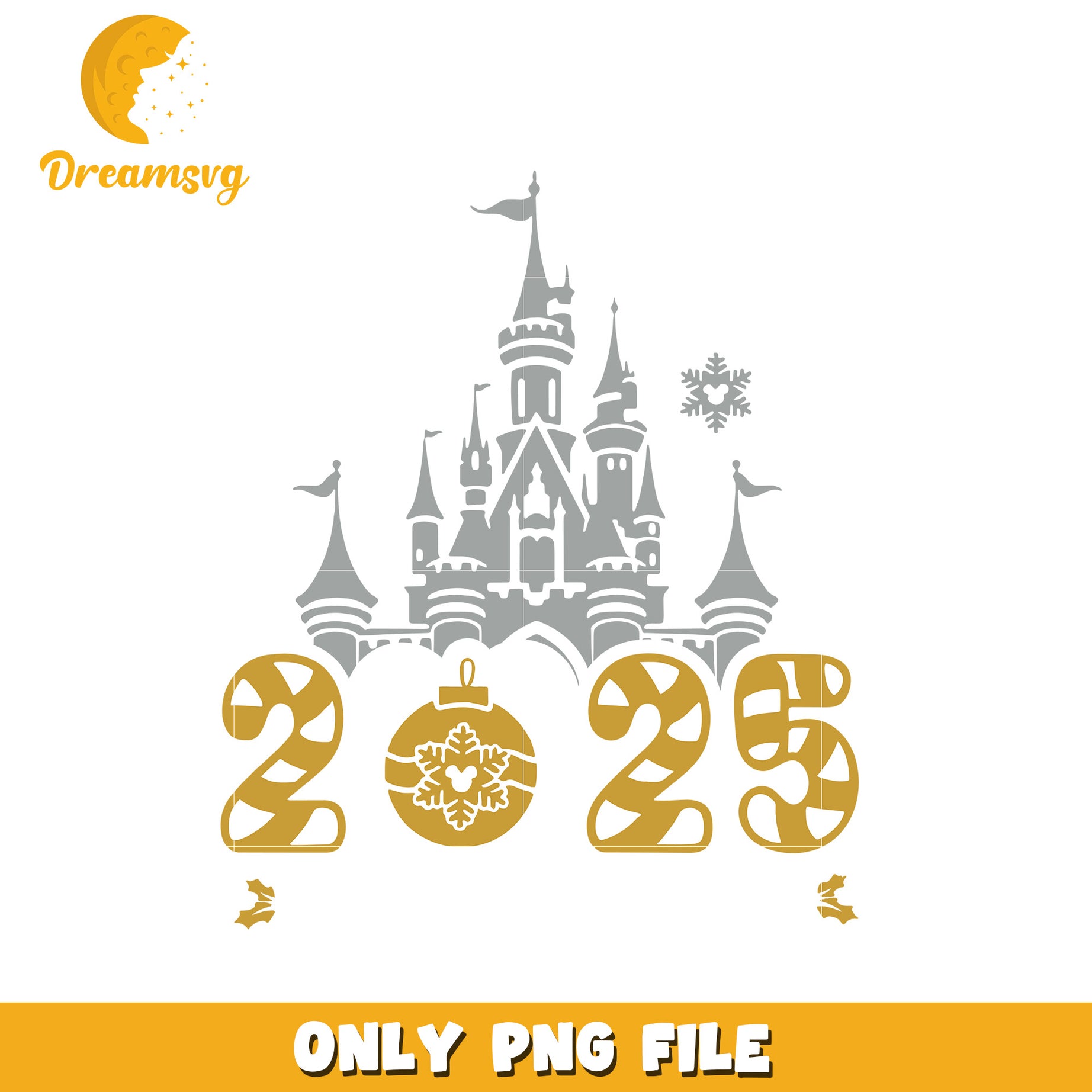 2025 Disney Castle Christmas PNG