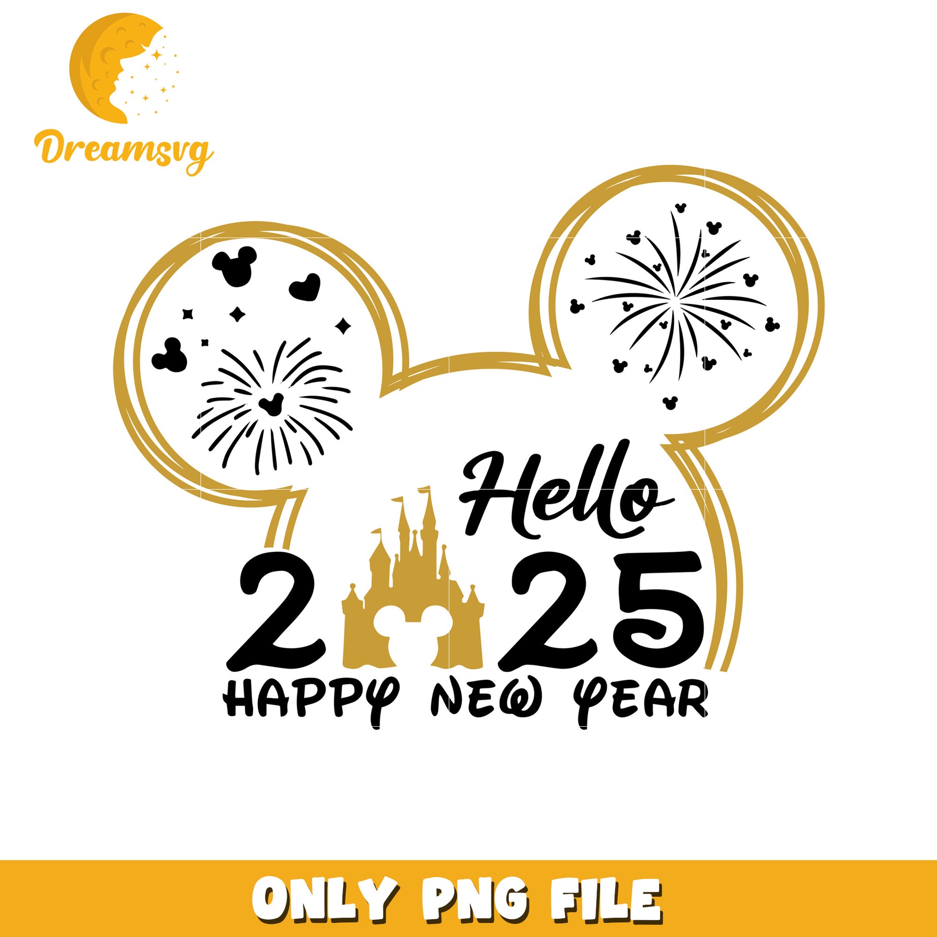 2025 Happy New Year Mickey PNG