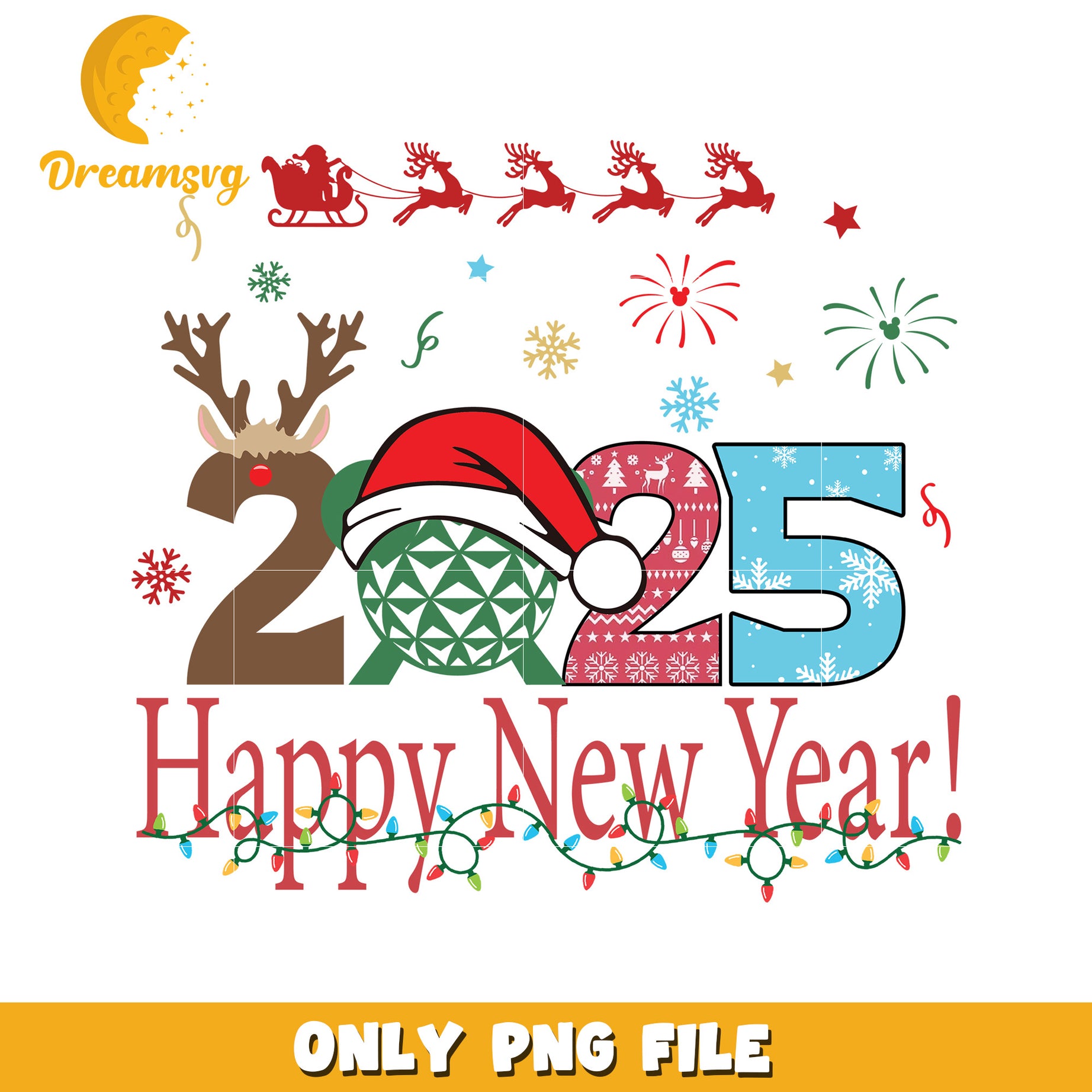 2025 Happy New Year PNG Design