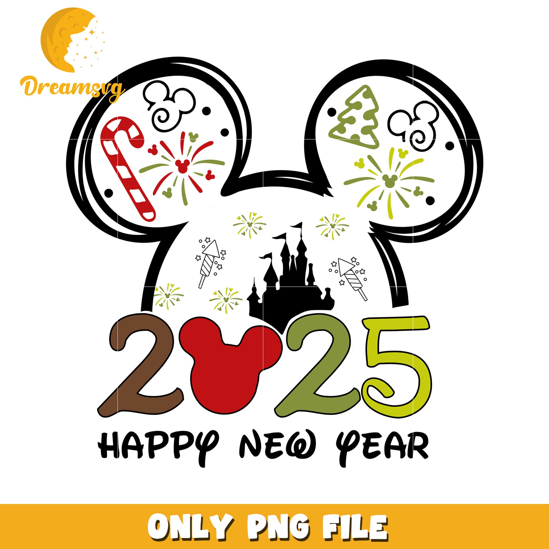 2025 Mickey Happy New Year PNG